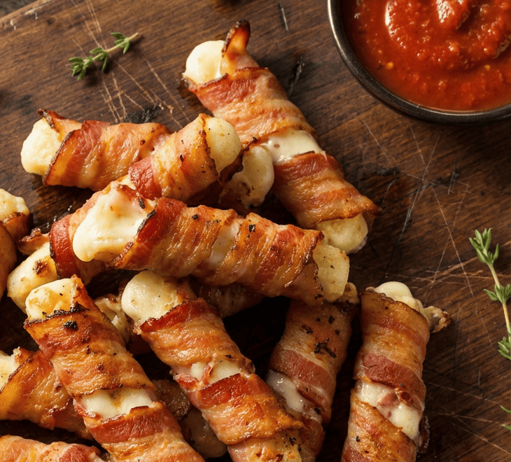 Crispy Bacon-Wrapped Mozzarella Sticks