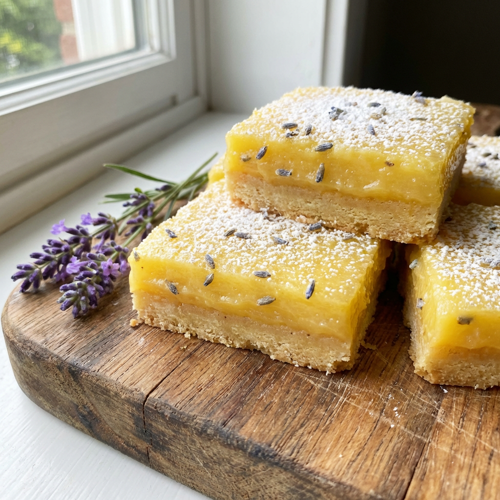 Lavender Lemon Bars with Shortbread Crust