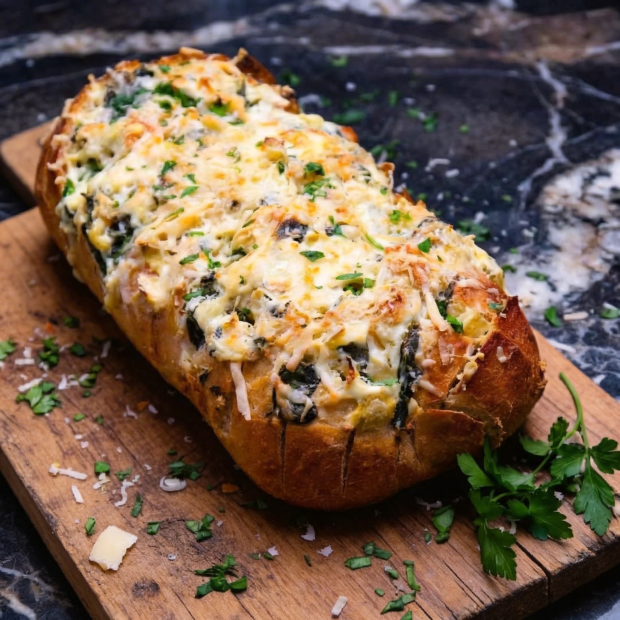 Spinach Artichoke Stuffed Bread: Cheesy, Pull-Apart Perfection